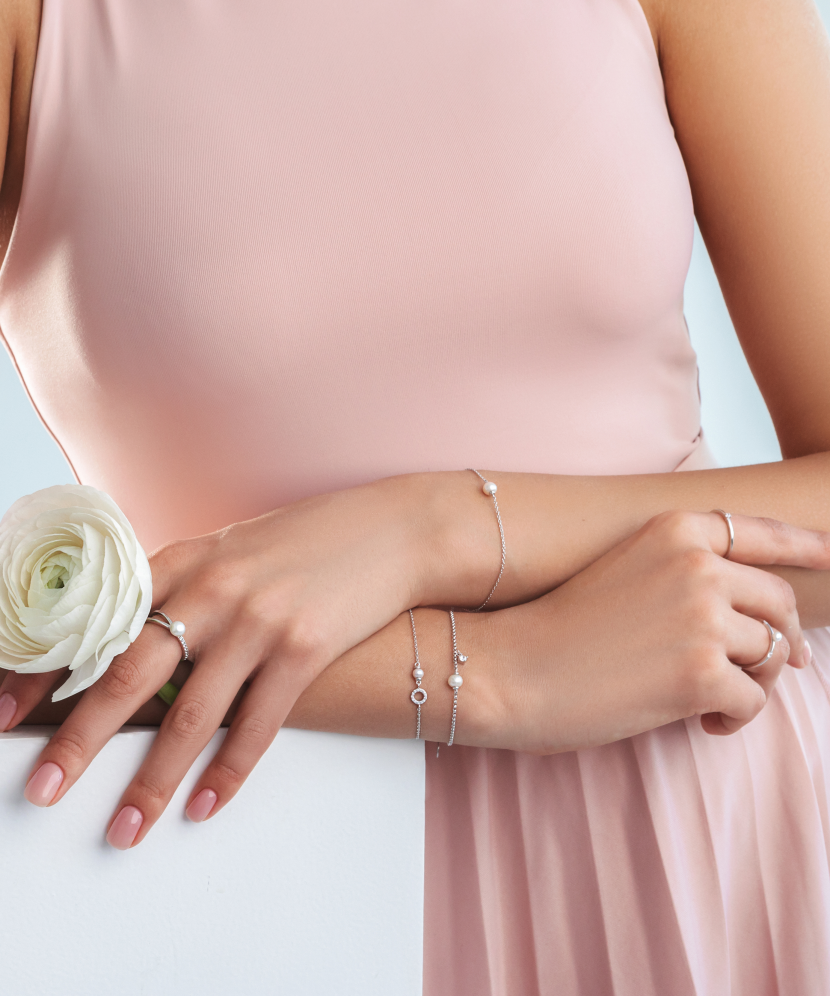 Sidabrinė Käevõru pärli ja tsirkooniga - Pärlitest käevõrud - Goldinga