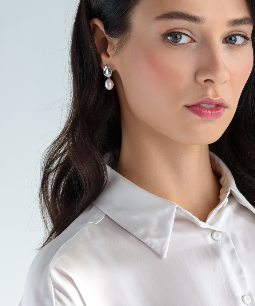 Hõbekõrvarõngad pärlite - Pärliga kõrvarõngad - Goldinga