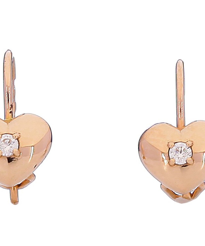 Auksiniai auskarai su cirkoniu "Širdutė" - Auksiniai auskarai - Goldinga