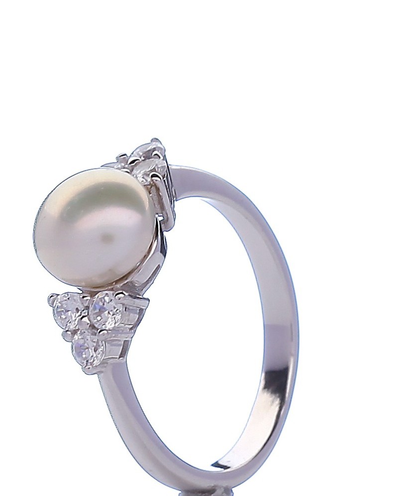 Hõbesõrmus pärli ja tsirkoonidega - Hõbesõrmused - Goldinga