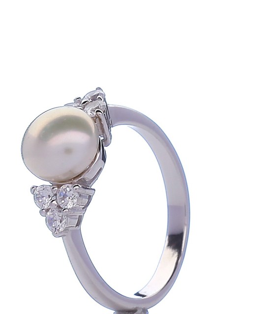 Hõbesõrmus pärli ja tsirkoonidega - Hõbesõrmused - Goldinga