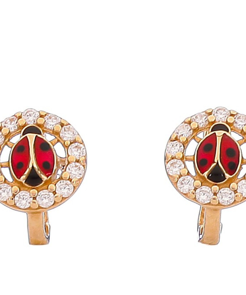 Kuldkõrvarõngad tsirkoonide ja emailiga "Lepatriinu" - Kuldkõrvarõngad - Goldinga