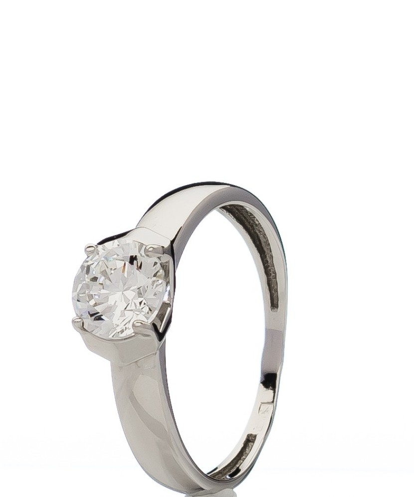 Valgest kullast sõrmus kristalliga - Kuldsõrmused - Goldinga