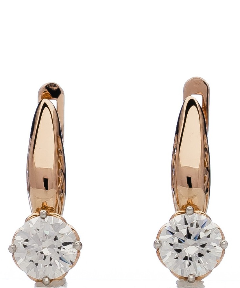 Auksiniai auskarai su kristalu - Auksiniai auskarai - Goldinga