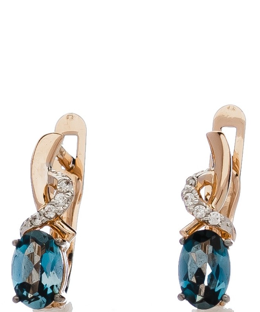 Kuldkõrvarõngad London topaasi ja kristallidega - Kuldkõrvarõngad - Goldinga