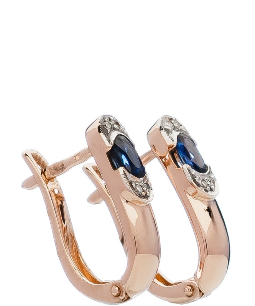 Kuldkõrvarõngad safiiri ja briljantidega - Kuldkõrvarõngad kalliskividega - Goldinga