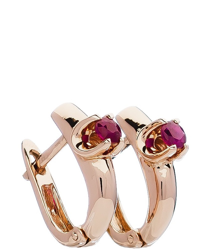 Kuldkõrvarõngad rubiiniga - Kuldkõrvarõngad - Goldinga