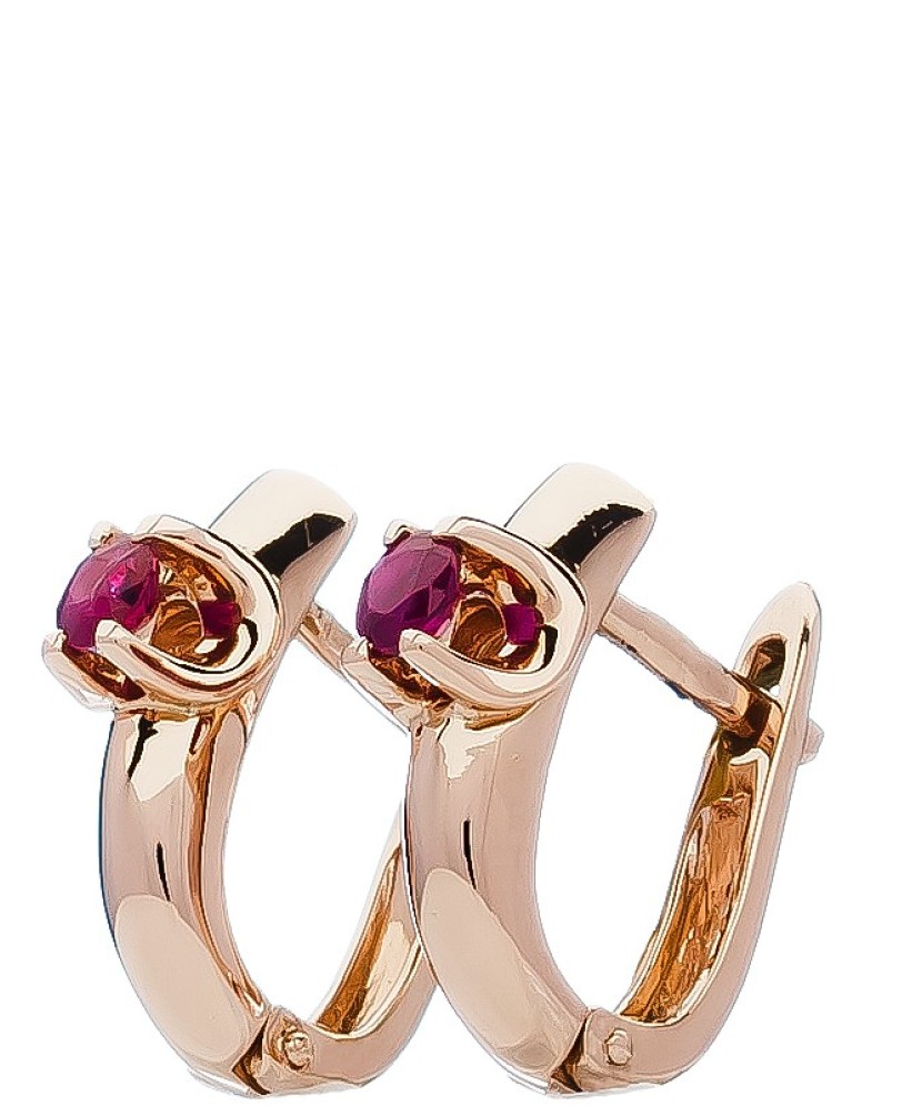 Auksiniai auskarai su rubinu - Auksiniai auskarai - Goldinga