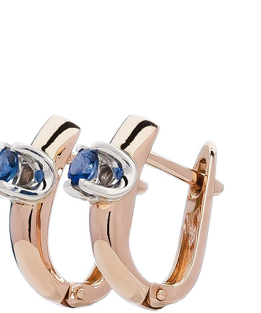 Auksiniai auskarai su safyru - Auskarai su brangakmeniais - Goldinga