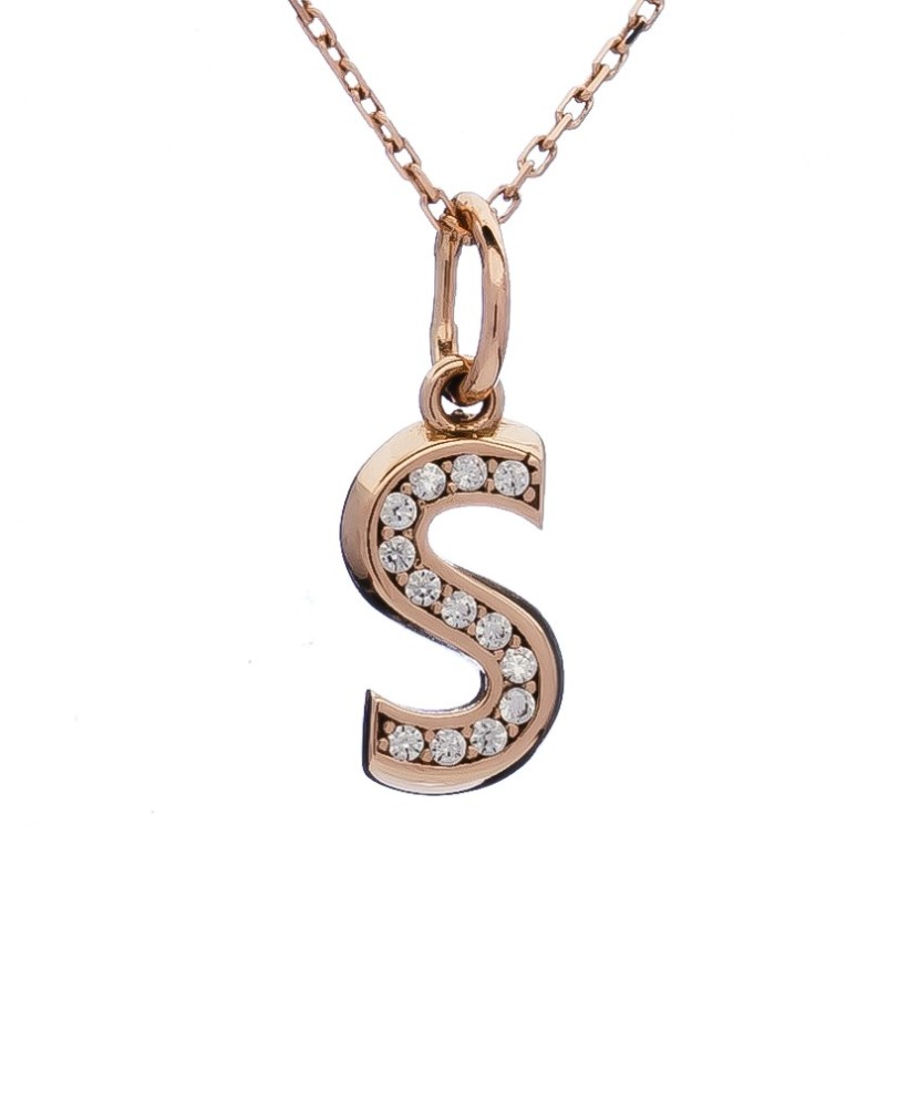 Kuldripats tsirkoonidega täht S - Kullast ripatsid - Goldinga