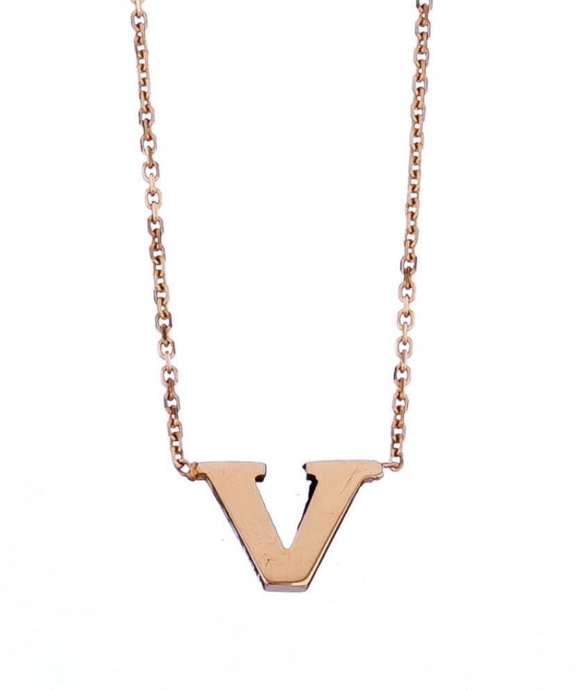 Auksinė grandinėlė su pakabuku raide V - Auksinės grandinėlės su pakabukais - Goldinga