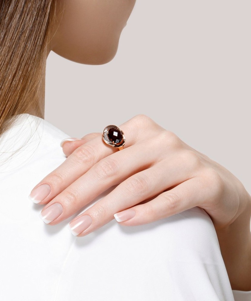 Kuldsõrmus suitsutopaasidega ja tsirkoonidega - Kuldsõrmused - Goldinga