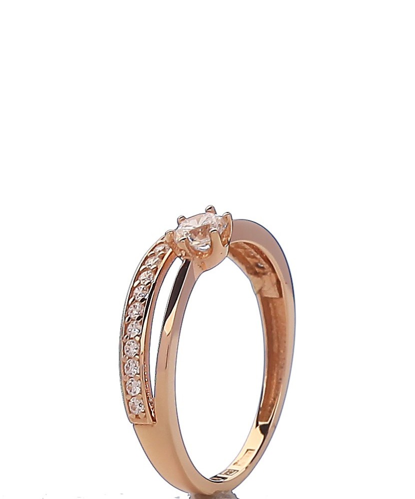 Auksinis žiedas su cirkoniais - Auksiniai žiedai - Goldinga