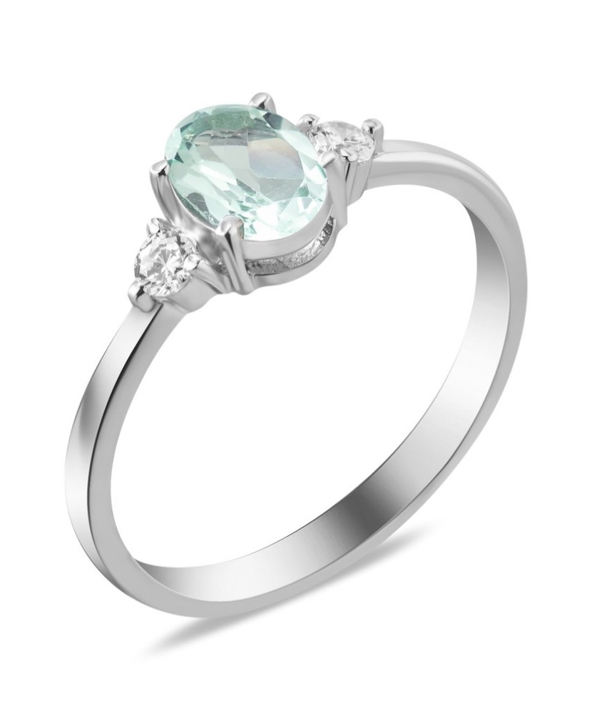 Sidabrinis žiedas su žaliuoju kvarcu ir cirkoniais Goldinga GS-01-149-6410