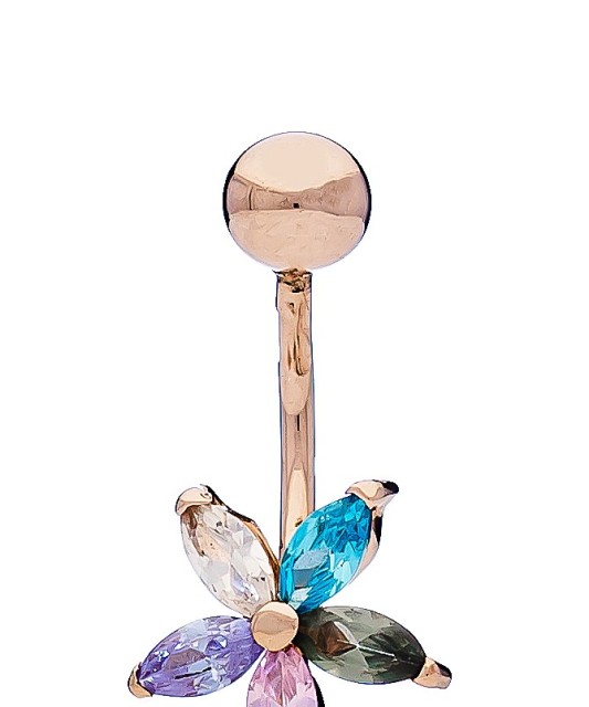 Auksinis auskaras į bambą su cirkoniais - Auskarai į bambą - Goldinga