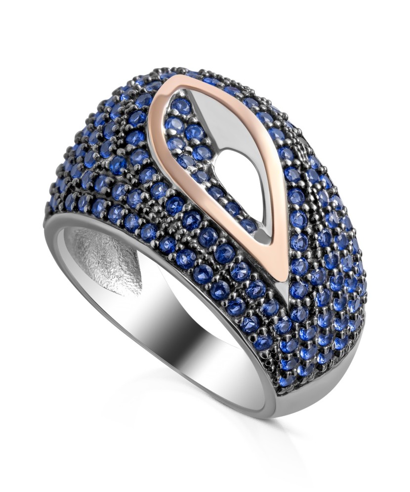 Hõbesõrmus tsirkoonidega kullatud - Hõbesõrmused - Goldinga