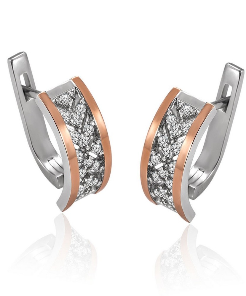 Hõbekõrvarõngad tsirkoonidega kullatud - Hõbekõrvarõngad - Goldinga