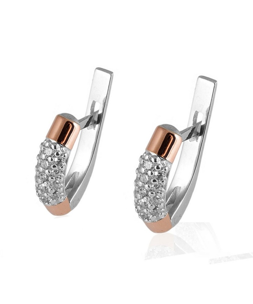 Sidabriniai auskarai su cirkoniais dengti auksu - Sidabriniai auskarai - Goldinga