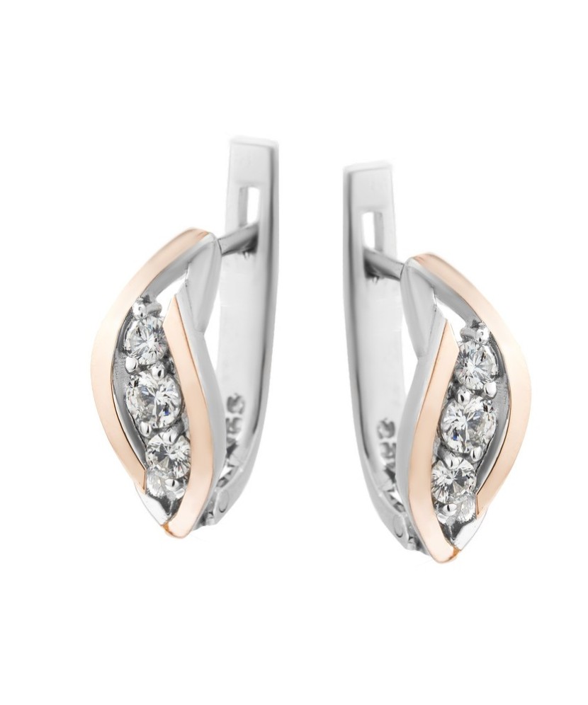 Hõbekõrvarõngad tsirkoonidega kullatud - Hõbekõrvarõngad - Goldinga