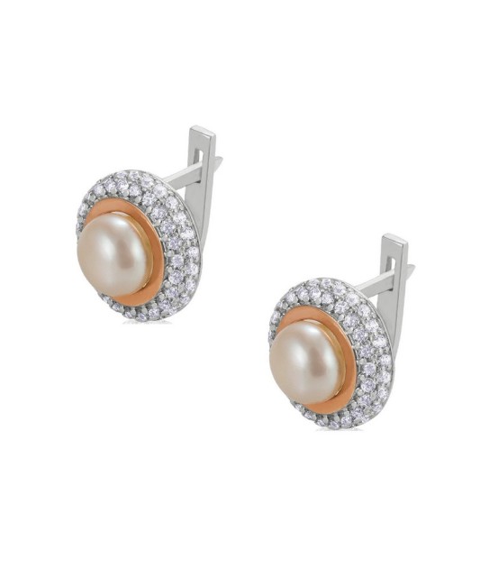 Sidabriniai auskarai su perlu dengti auksu - Auskarai su perlais - Goldinga