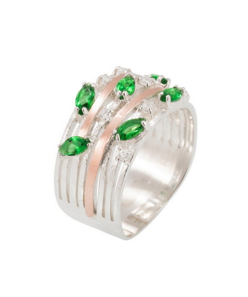 Hõbesõrmus tsirkoonidega kullatud - Hõbesõrmused - Goldinga