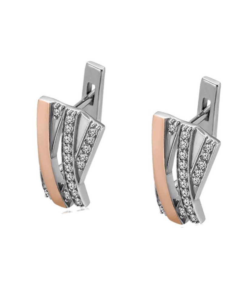 Hõbekõrvarõngad tsirkoonidega kullatud - Hõbekõrvarõngad - Goldinga