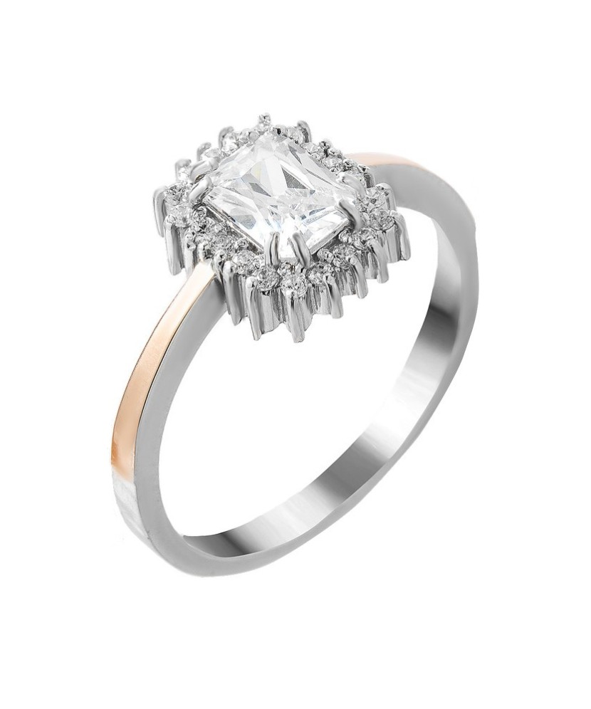 Hõbesõrmus tsirkoonidega kullatud - Hõbesõrmused - Goldinga