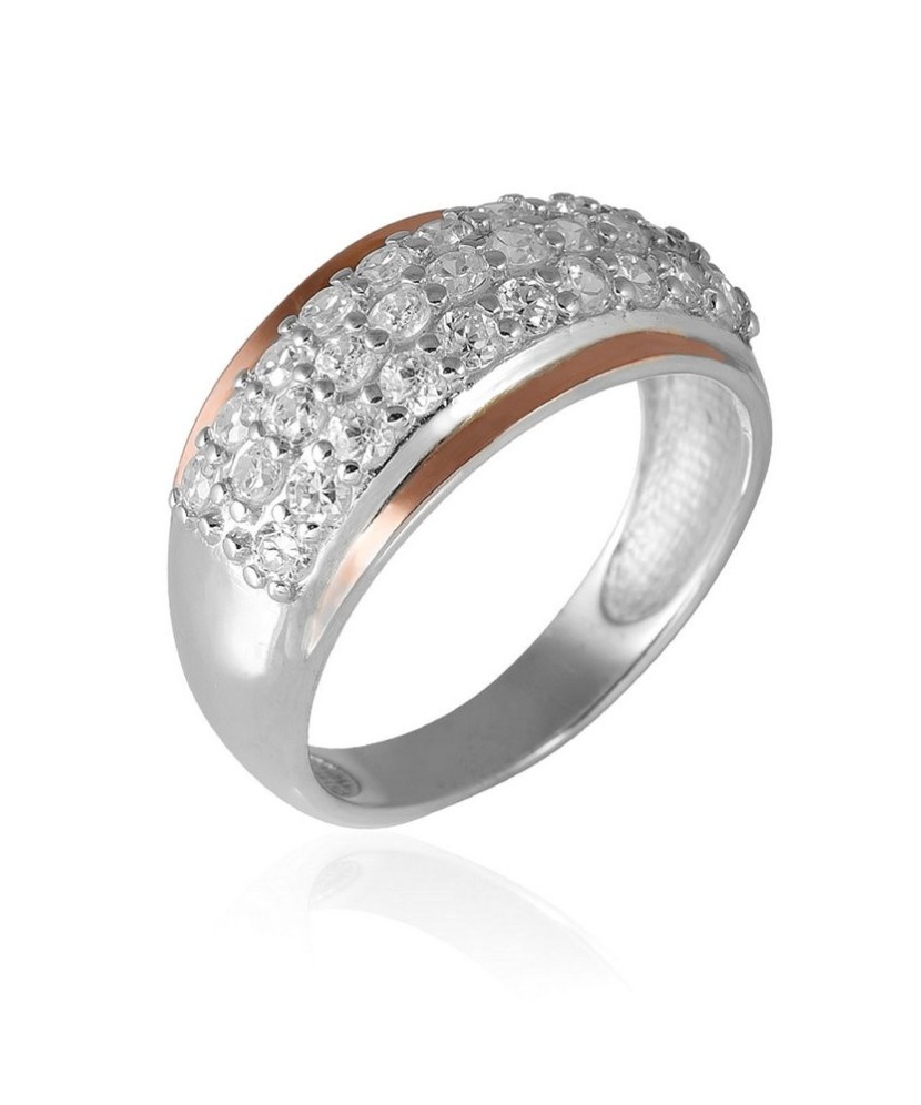 Hõbesõrmus tsirkoonidega kullatud - Hõbesõrmused - Goldinga