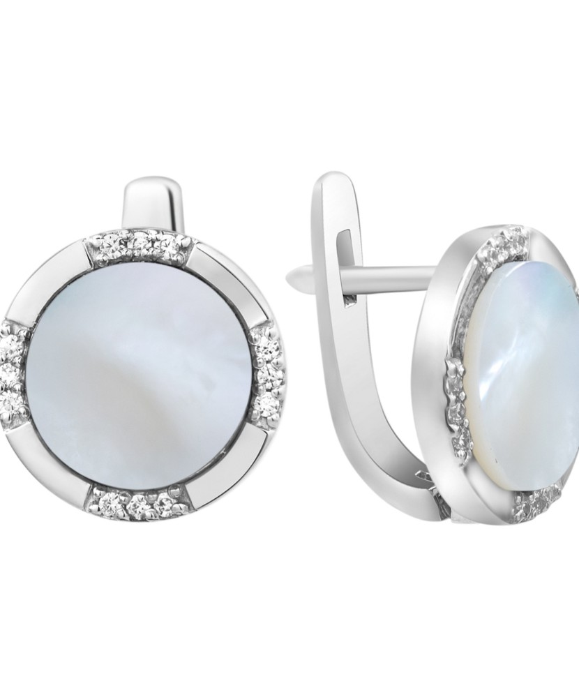 Hõbekõrvarõngad pärlmutri ja tsirkoonidega - Hõbekõrvarõngad - Goldinga