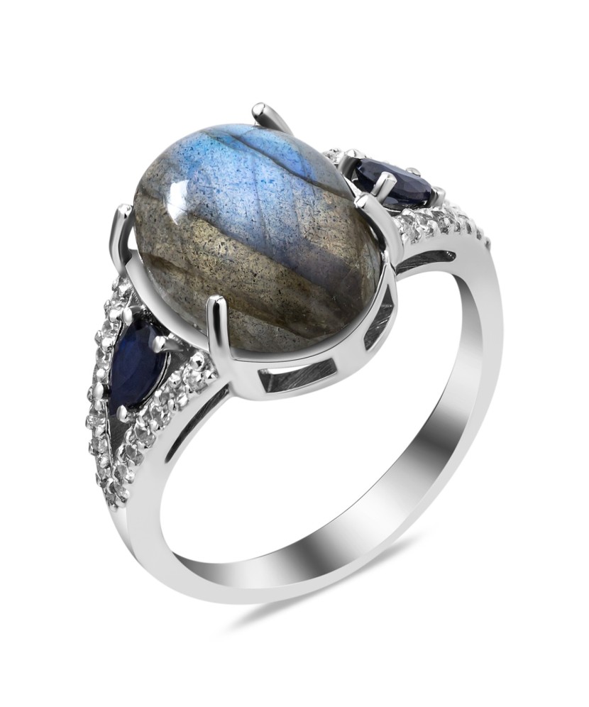 Hõbesõrmus labradoriidi ja tsirkoonidega - Hõbesõrmused - Goldinga