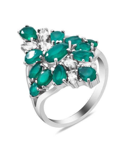 Hõbesõrmus agaatide ja tsirkoonidega - Hõbesõrmused - Goldinga