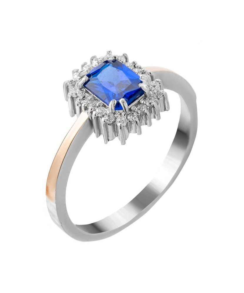 Sidabrinis žiedas su cirkoniais dengtas auksu - Sidabriniai žiedai - Goldinga