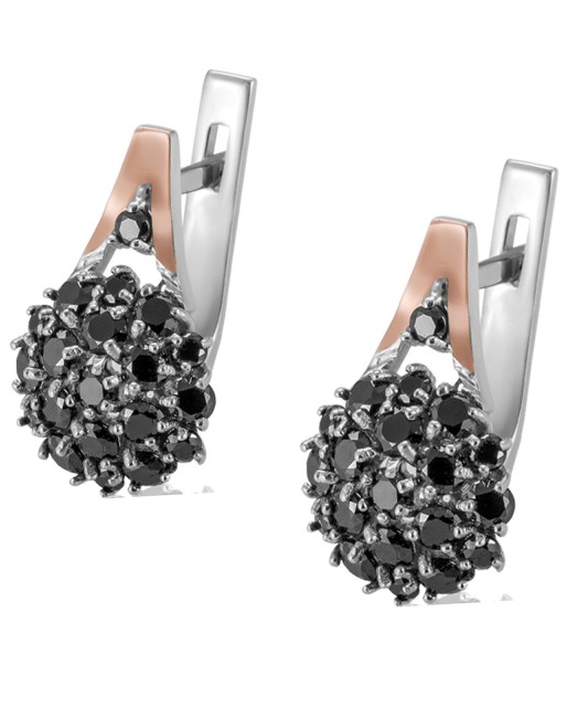 Sidabriniai auskarai su cirkoniais dengti auksu - Sidabriniai auskarai - Goldinga