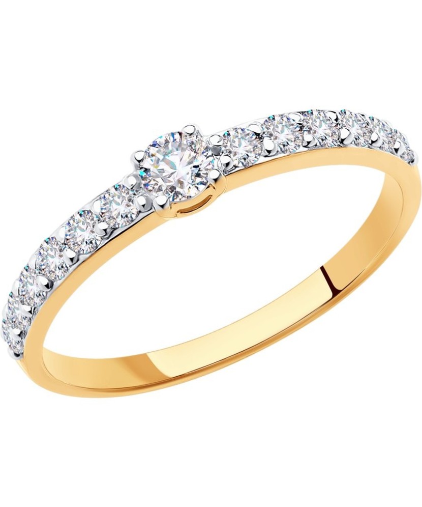 Auksinis žiedas su kristalais - Auksiniai žiedai - Goldinga