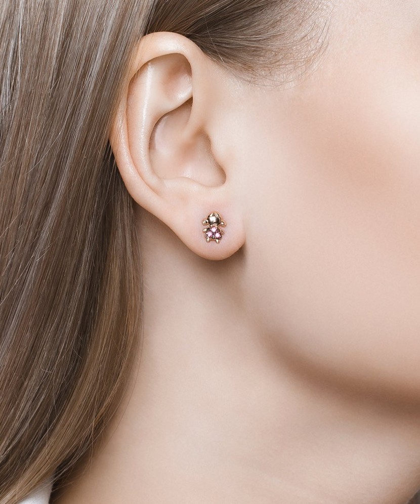 Auksiniai auskarai su korundais - Auksiniai auskarai - Goldinga