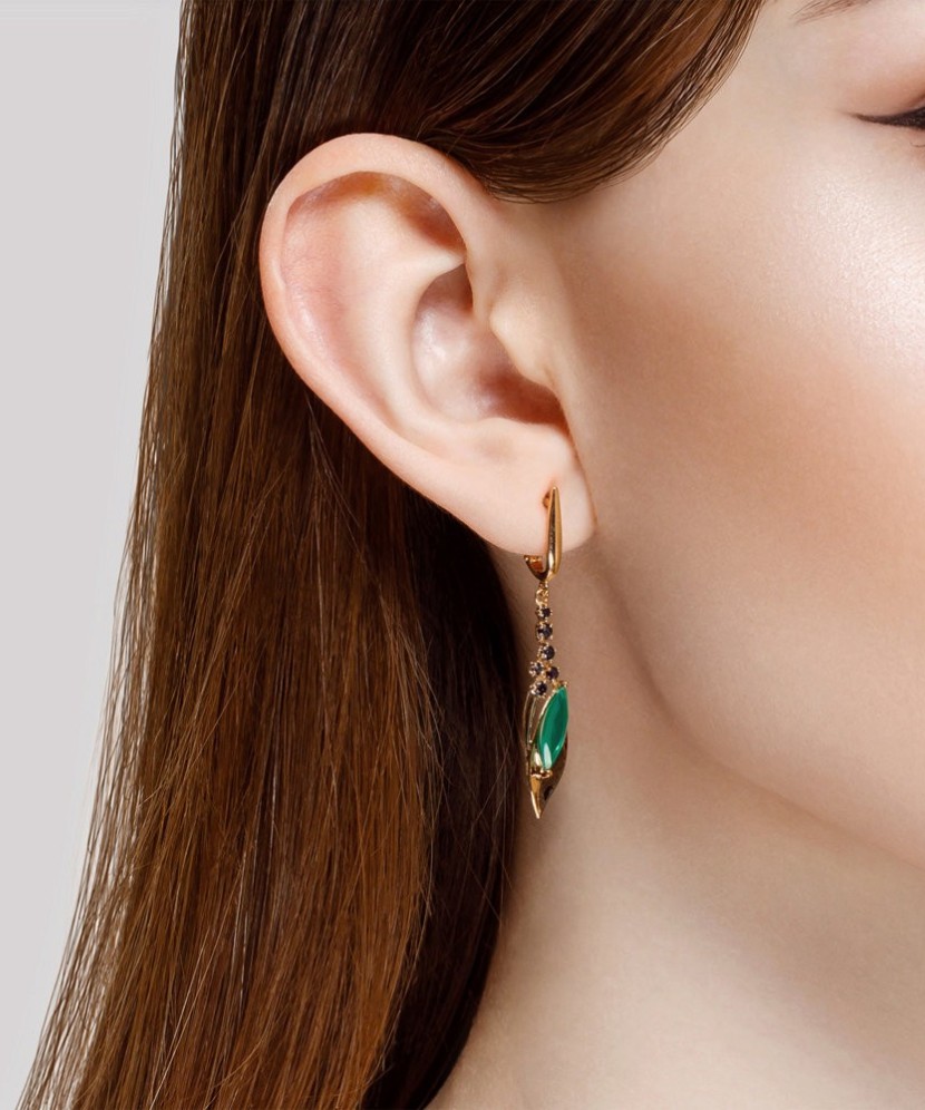 Kuldkõrvarõngad korundidega ir agatu - Kuldkõrvarõngad - Goldinga