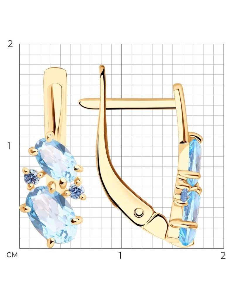 Auksiniai auskarai su topazais ir cirkoniais - Auksiniai auskarai - Goldinga