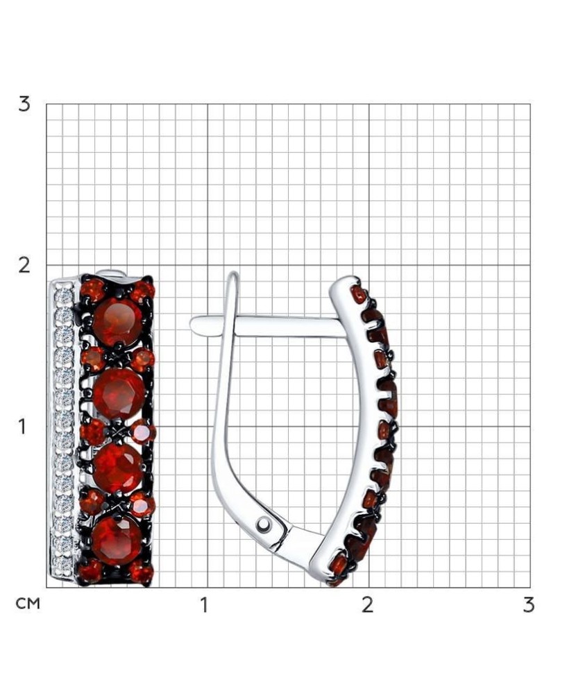 Hõbekõrvarõngad granaatide ja tsirkoonidega - Hõbekõrvarõngad - Goldinga