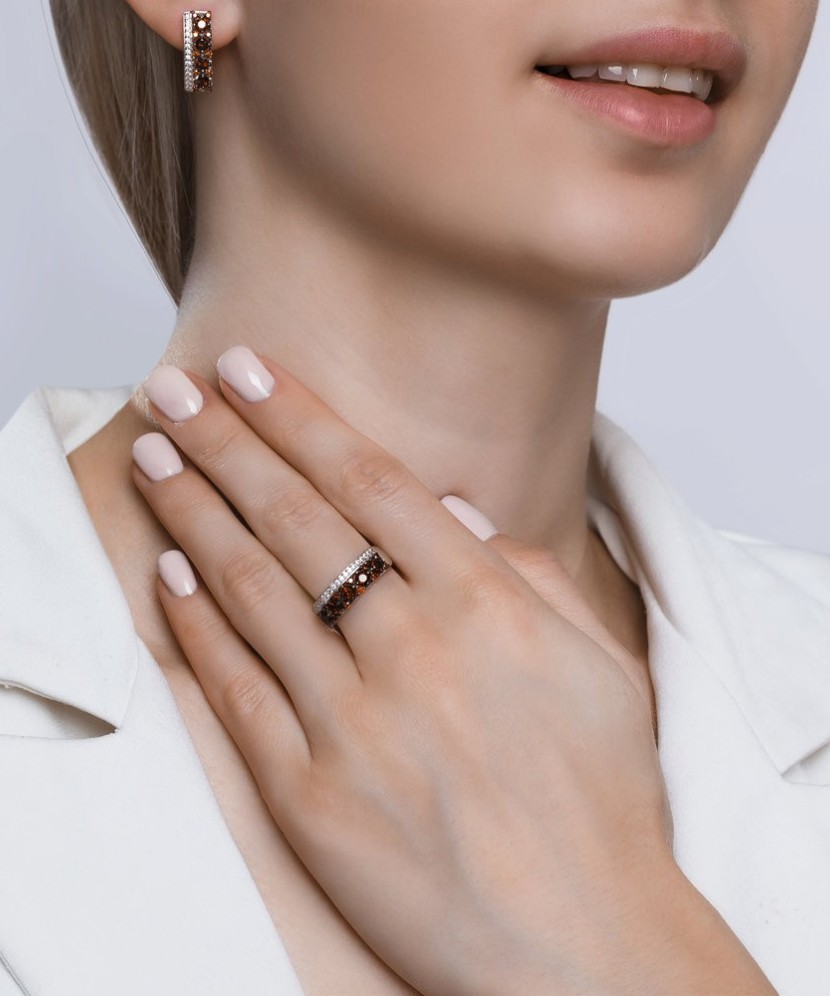 Hõbekõrvarõngad granaatide ja tsirkoonidega - Hõbekõrvarõngad - Goldinga