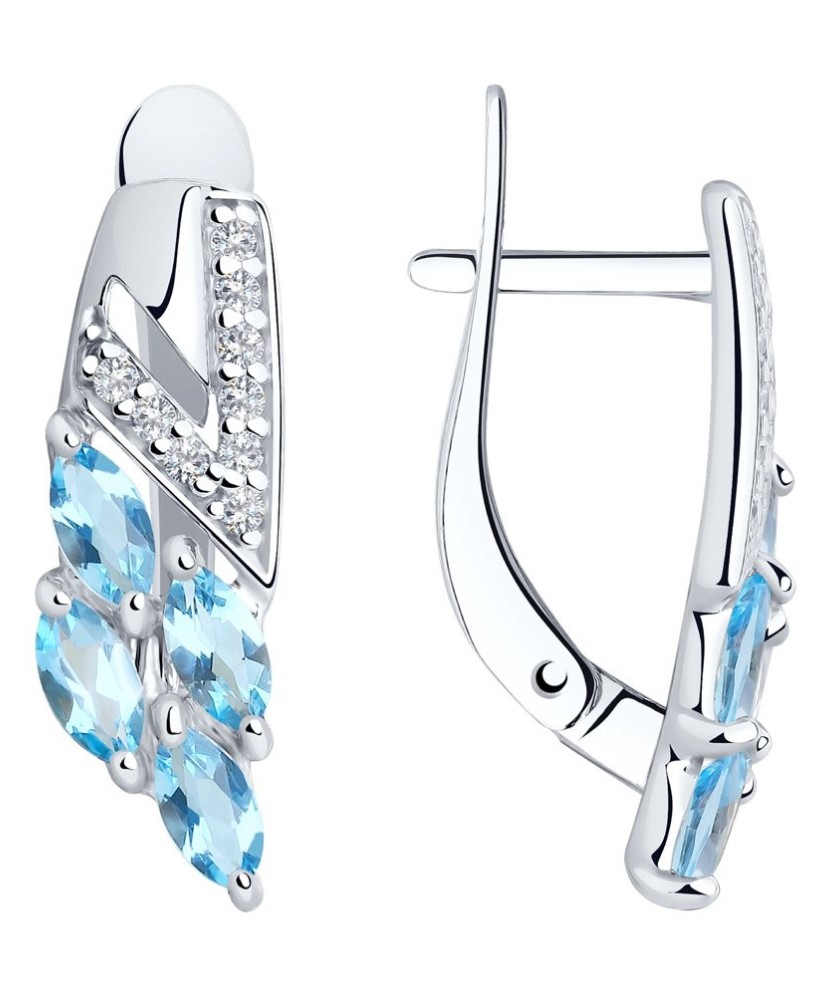 Sidabriniai auskarai su Topazais ir cirkoniais - Sidabriniai auskarai - Goldinga