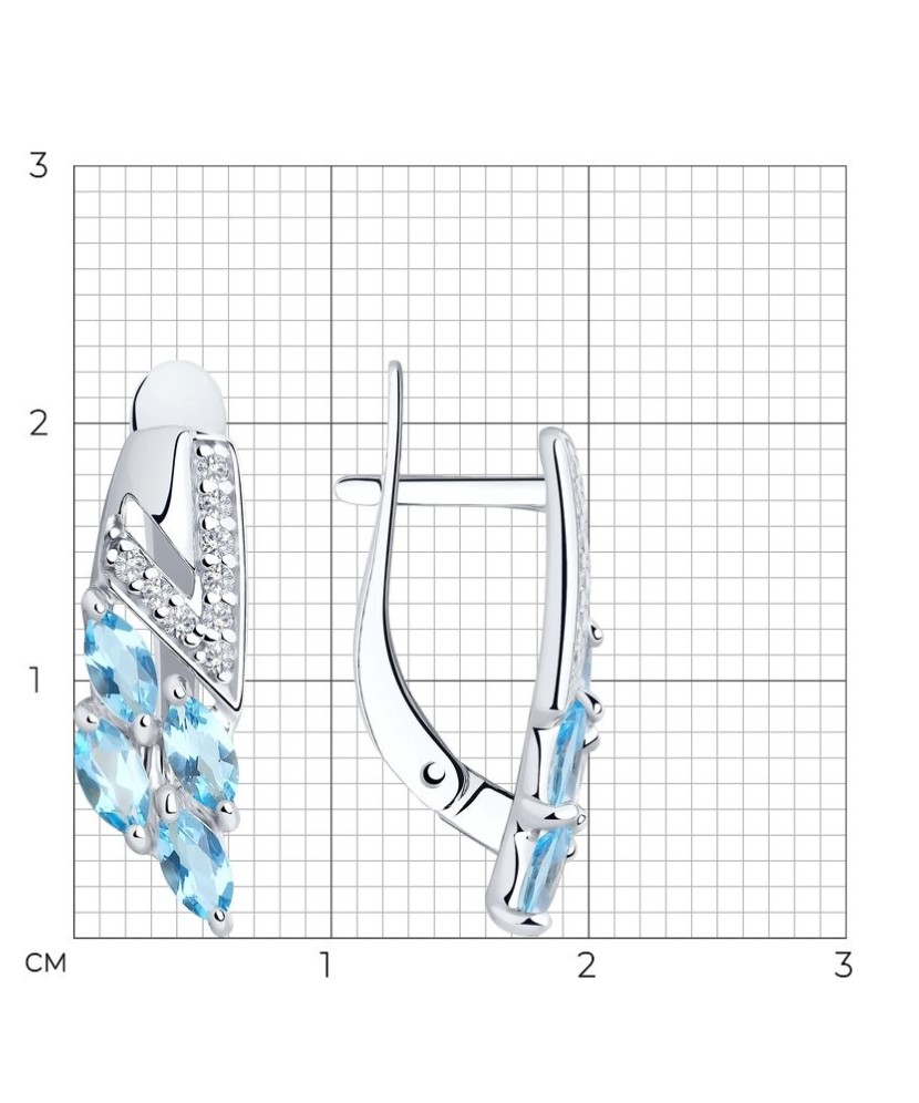 Sidabriniai auskarai su Topazais ir cirkoniais - Sidabriniai auskarai - Goldinga