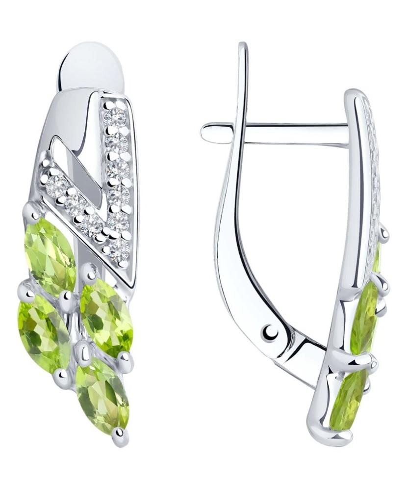 Hõbekõrvarõngad krüsoliitide ja tsirkoonidega - Hõbekõrvarõngad - Goldinga