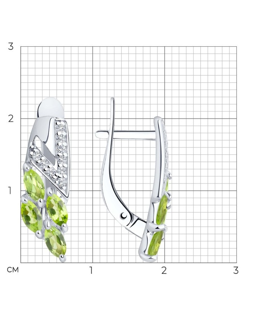 Hõbekõrvarõngad krüsoliitide ja tsirkoonidega - Hõbekõrvarõngad - Goldinga