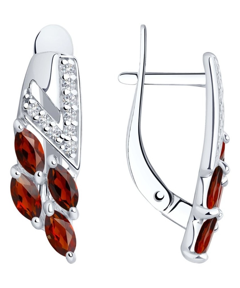 Hõbekõrvarõngad granaatide ja tsirkoonidega - Hõbekõrvarõngad - Goldinga