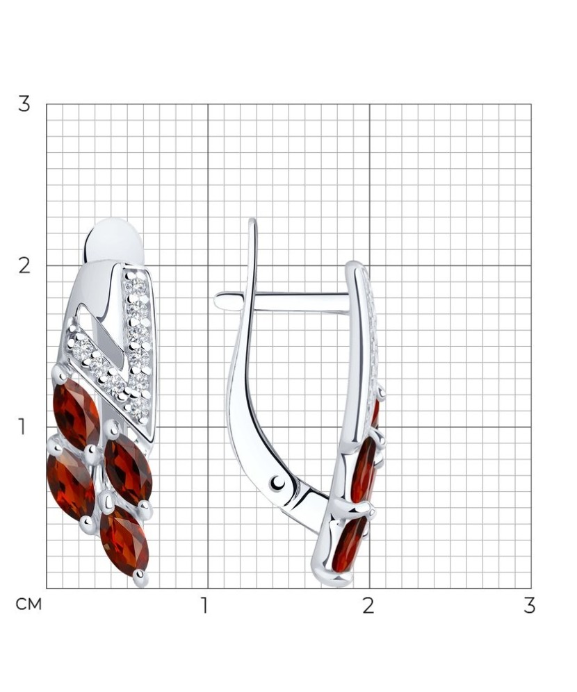 Hõbekõrvarõngad granaatide ja tsirkoonidega - Hõbekõrvarõngad - Goldinga