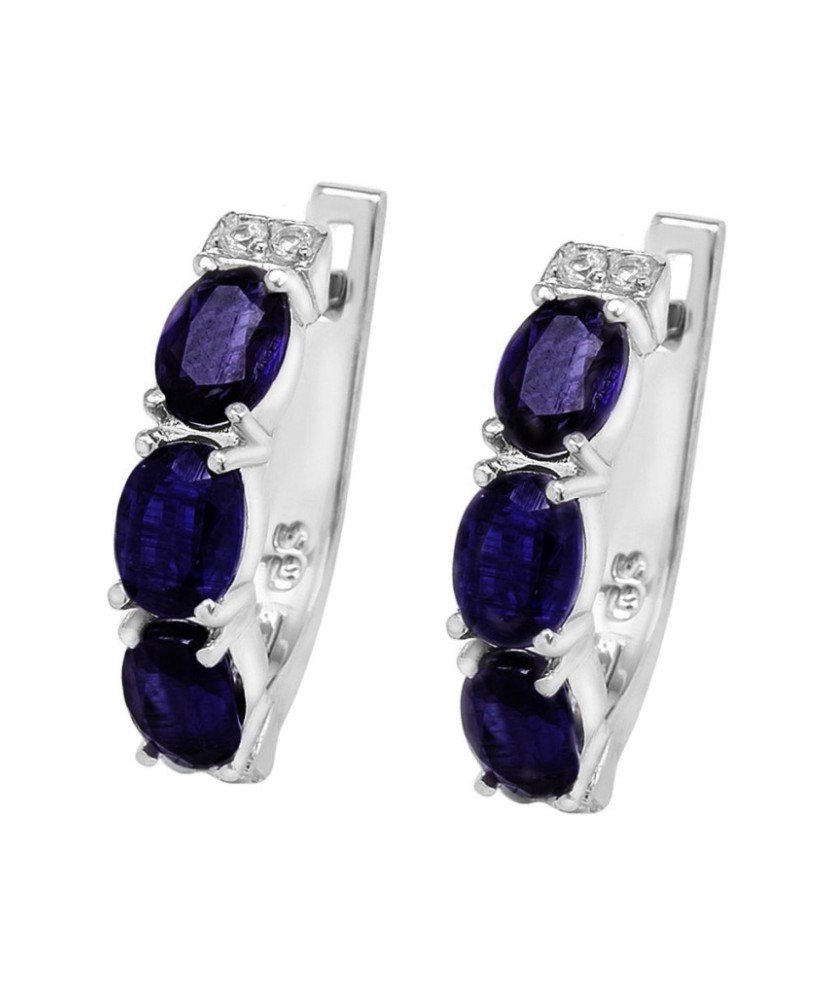 Sidabriniai auskarai su safyrais ir cirkoniais Goldinga GS-02-031-3310