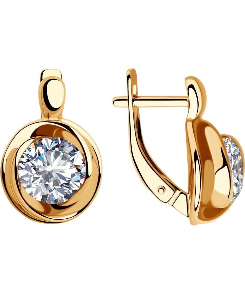 Paauksuoti sidabriniai auskarai su cirkoniu - Sidabriniai auskarai - Goldinga