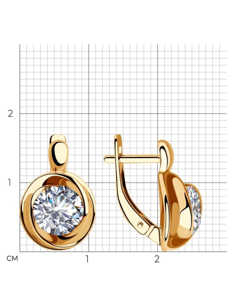 Paauksuoti sidabriniai auskarai su cirkoniu - Sidabriniai auskarai - Goldinga