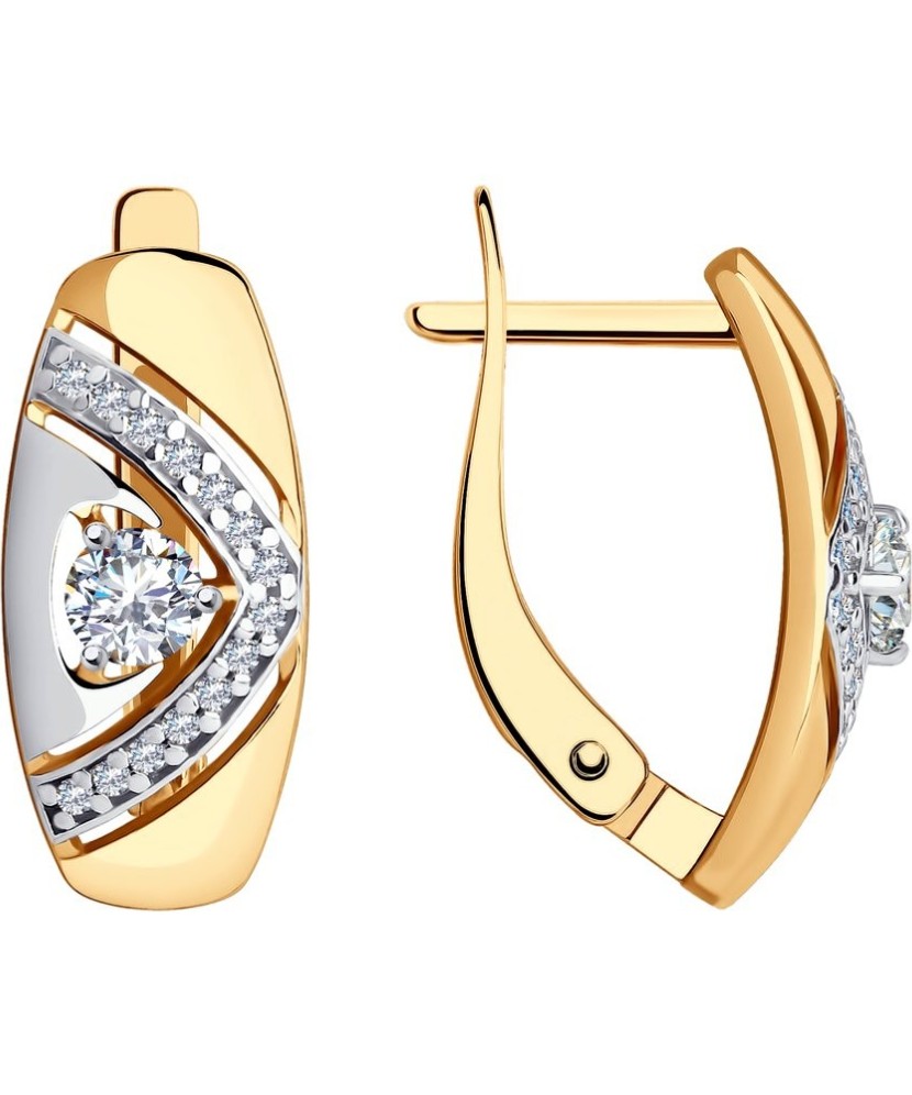 Kullatud hõbekõrvarõngad tsirkoonidega - Hõbekõrvarõngad - Goldinga