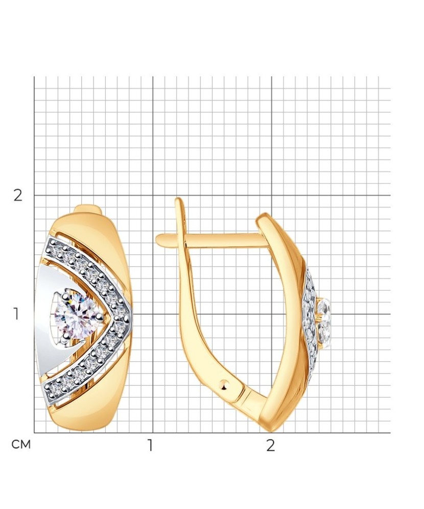 Kullatud hõbekõrvarõngad tsirkoonidega - Hõbekõrvarõngad - Goldinga